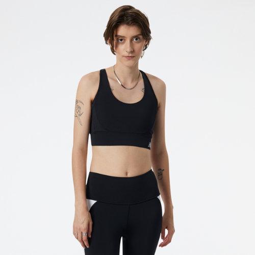 New Balance Kvinder NB Tech Training Fashion Bra i Black Poly Knit, Størrelse Stor on Productcaster.