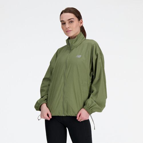 New Balance Kvinder Athletics Packable Jacket i Green Polywoven, Størrelse Ekstra Lille on Productcaster.