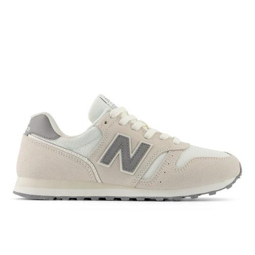 New Balance Women's 373V2 Sneakers in Beige/Grey/White Suede/Mesh, size 3 Narrow on Productcaster.