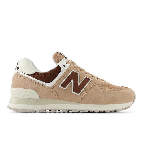 New Balance Kvinnor 574 i Brown/Grey Suede/Mesh, Storlek 39 on Productcaster.