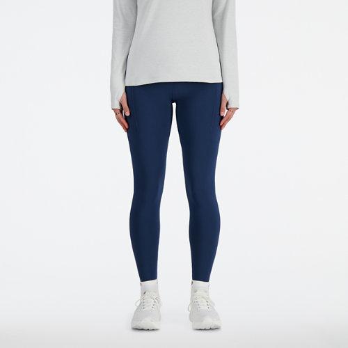 New Balance Kvinder NB Sleek Pocket High Rise Legging 27 Inch; i Blue Poly Knit, Størrelse Medium on Productcaster.