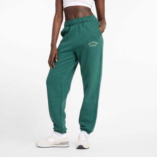 New Balance Kvinder Graphic Fleece Jogger i Green Cotton Fleece, Størrelse Stor on Productcaster.