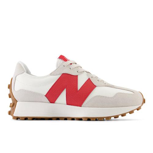 New Balance Donna 327 in Beige/Rossa, Suede/Mesh, Taglia 37.5 on Productcaster.