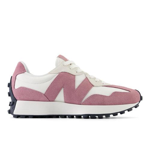 New Balance Mujer 327 in Rosa/Blanca, Suede/Mesh, Talla 40.5 on Productcaster.