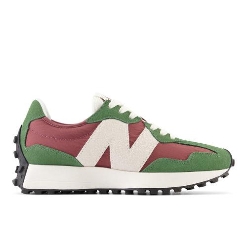 New Balance Femme 327 en Vert/Rouge, Suede/Mesh, Taille 36.5 on Productcaster.