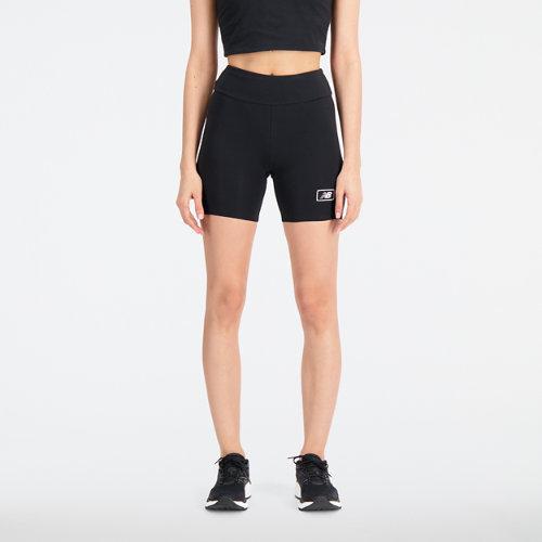 New Balance Mujer Essentials Cotton Spandex Fitted Short en Negro, Poly Knit, Talla L on Productcaster.