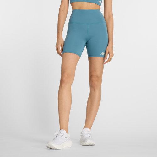 New Balance Mujer NB Harmony High Rise Short 6" en Azul, Poly Knit, Talla L on Productcaster.