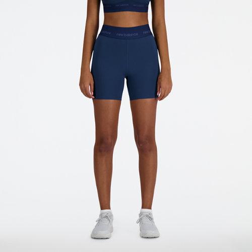 New Balance Donna NB Sleek High Rise Sport Short 5" in Blu, Poly Knit, Taglia S on Productcaster.