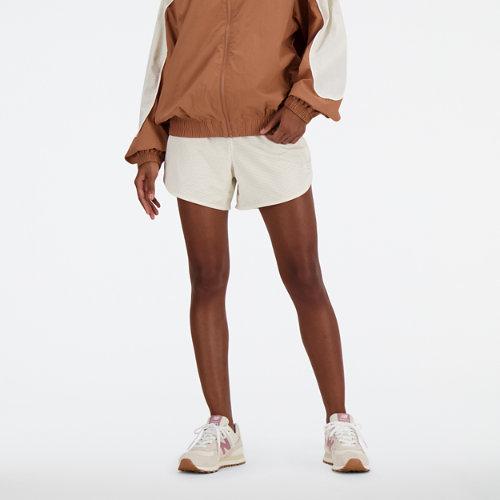 New Balance Women's Athletics Mesh Short in Beige, size X-Large on Productcaster.