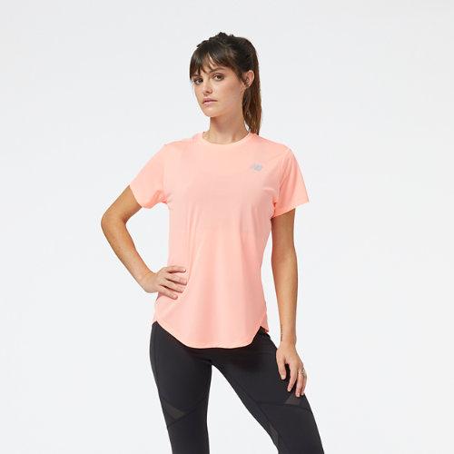 New Balance Femme Accelerate Short Sleeve Top en Rose, Poly Knit, Taille M on Productcaster.