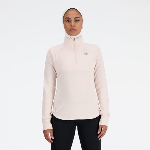 New Balance Mulheres NB Heat Grid Half Zip in Rosa, Poly Knit, Tamanho S on Productcaster.