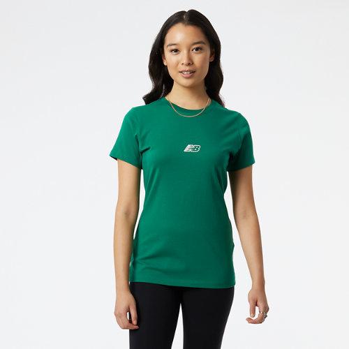 New Balance Donna T-Shirt NB Essentials in Verde, Cotton, Taglia L on Productcaster.