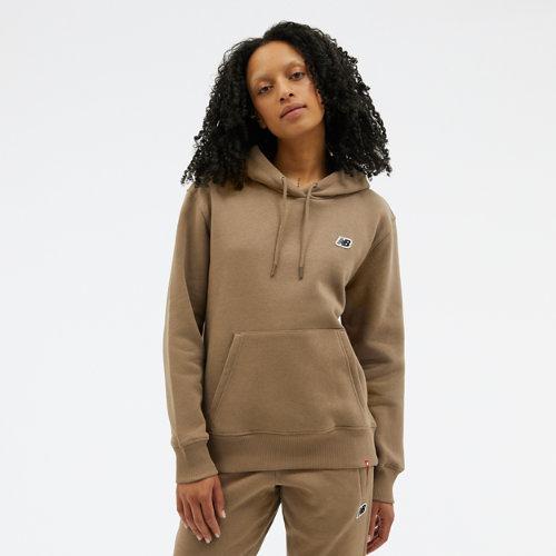 New Balance Mujer Sudadera con capucha NB Small Logo in Marrón, Cotton, Talla L on Productcaster.