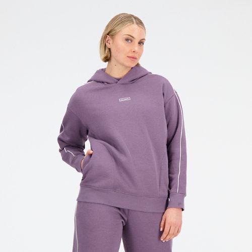 New Balance Femme Essentials Brushed Back Fleece Oversized Hoodie en Mauve, Cotton Fleece, Taille L on Productcaster.