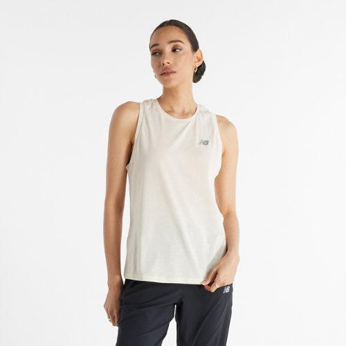 New Balance Women's Sport Essentials Heathertech Tank in Brown Poly Knit, size Medium on Productcaster.