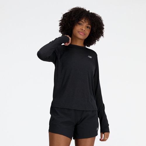 New Balance Kvinnor Athletics Long Sleeve i Black Poly Knit, Storlek XS on Productcaster.