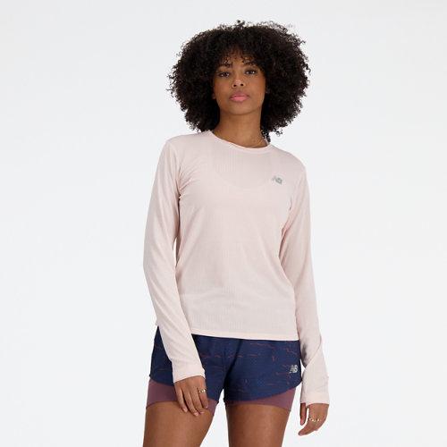 New Balance Women's Athletics Long Sleeve in Pink Poly Knit, size Medium on Productcaster.