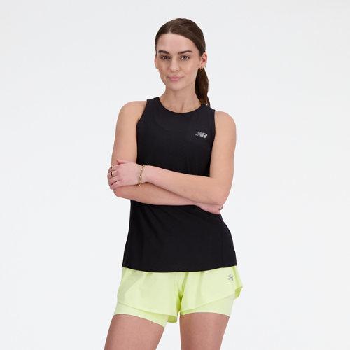 New Balance Damen Jacquard Slim Tank in Schwarz, Poly Knit, Größe XS on Productcaster.