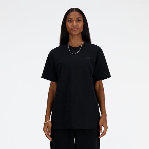 New Balance Mulheres Athletics Jersey T-Shirt in Preto, Cotton Jersey, Tamanho XS on Productcaster.