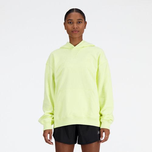 New Balance Kvinnor Athletics French Terry Hoodie i Green Cotton Fleece, Storlek M on Productcaster.