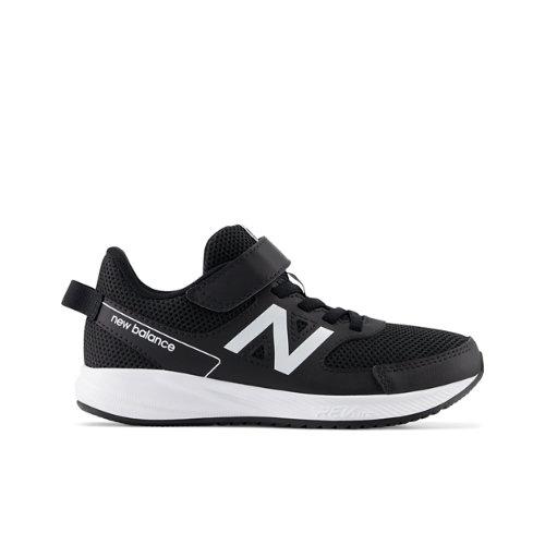 New Balance Kids' 570v3 Bungee Lace with Top Strap in Black/White Synthetic, size 13 on Productcaster.