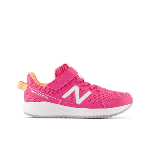 New Balance Enfant 570v3 Bungee Lace with Top Strap en Rose/Orange, Mesh, Taille 35 on Productcaster.