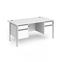 Dams International Straight Desk with White MFC Top and Silver H-Frame Legs and 2 x 2 Lockable Drawer Pedestals CH16S22-S-WH 1600 x 800 x 725mm on Productcaster.