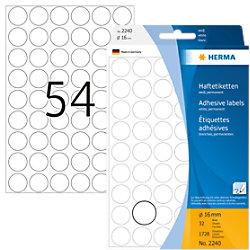 HERMA Mehrzwecketiketten 2240 Weiß Rund Ø 16 mm 32 Blatt à 54 Etiketten on Productcaster.