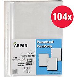 ARPAN Punched Pockets A4 Clear Transparent 45 Microns Polypropylene 11 Holes ST-9605 Pack of 104 on Productcaster.