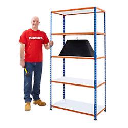 BiGDUG Shelving Unit with 5 Levels Steel, Melamine 1830 x 915 x 610 mm Blue, Orange on Productcaster.