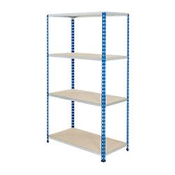 BiGDUG Shelving Unit with 4 Levels Steel, Chipboard 1600 x 1525 x 455 mm Blue, Grey on Productcaster.