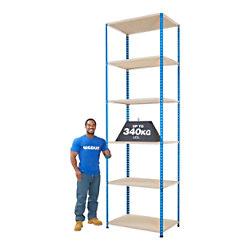 BiGDUG Shelving Unit with 6 Levels Steel, Chipboard 3050 x 1220 x 730 mm Blue, Grey on Productcaster.