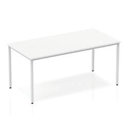 Dynamic Rectangular Straight Table White MFC Box Frame Leg Silver Frame Impulse 1600 x 800 x 725mm on Productcaster.