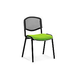 Pack of 4 Dynamic Stacking Chair ISO Black Frame Mesh Back Myrrh Green Fabric Seat Without Arms on Productcaster.