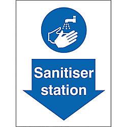 Stewart Superior Health and Safety Sign Sanitiser Station Plastic Blue, White 30 x 20 cm on Productcaster.