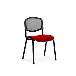 Dynamic Stacking Chair ISO Black Frame Mesh Back Bergamot Cherry Fabric Seat Pack of 4 Without Arms on Productcaster.