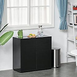 HOMCOM Side Cabinet 838-075BK 740 x 790 x 360 mm Black on Productcaster.