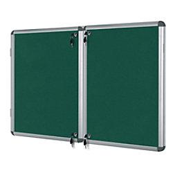 A4 Bi-Office Enclore Fire Retardant Lockable Notice Board Non Magnetic 32 x Wall Mounted 183 (W) x 123 (H) cm Green on Productcaster.