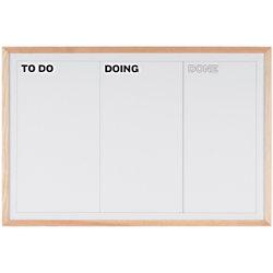 Bi-Office KanBan Whiteboard Magnetic Wall Mounted Lacquered Steel 90 (W)x60 (H) cm Pine Wood White on Productcaster.