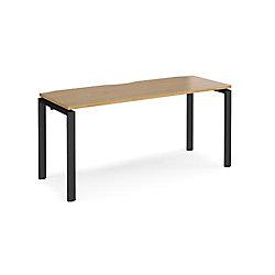 Rectangular Single Desk Oak Wood Straight Legs Black Adapt II 1600 x 600 x 725mm on Productcaster.