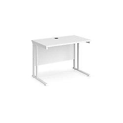 Rectangular Straight Desk White Wood Cantilever Legs White Maestro 25 1000 x 600 x 725mm on Productcaster.