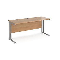 Rectangular Straight Desk Beech Wood Cantilever Legs Silver Maestro 25 1600 x 600 x 725mm on Productcaster.