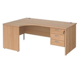 Dams International Maestro 25 Left Hand Ergonomic Desk Beech Wood 1,800 x 1,200 x 725 mm on Productcaster.