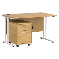 Dams International Straight Desk with 2 Drawer Pedestal SBWH212O 1,200 x 800 x 725 mm on Productcaster.