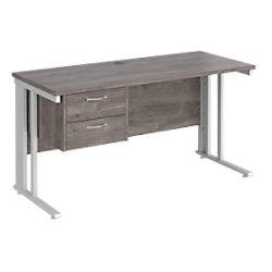 Dams International Maestro 25 Straight Desk Grey Oak White 1,400 x 600 x 725 mm on Productcaster.