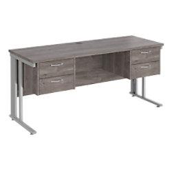 Dams International Maestro 25 Straight Desk Oak Silver 4 Drawers 1,600 x 600 x 725 mm on Productcaster.