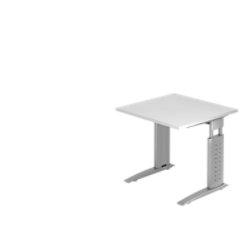 Hammerbacher Vierkant Hoogteverstelbaar Bureau Hout, metaal Zilver 800 x 800 x 680 mm US08 Wit, zilver on Productcaster.