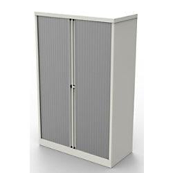 Bisley Tambour Cupboard Lockable with 3 Shelves Steel Essentials 1000 x 470 x 1570mm White on Productcaster.