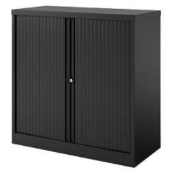 Bisley Tambour Cupboard Lockable with 1 Shelf Steel Essentials 1000 x 470 x 1000mm Black on Productcaster.