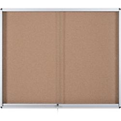 A4 Bi-Office Exhibit Indoor Lockable Notice Board Non Magnetic 12 x Wall Mounted 96.7 (W) x 92.6 (H) cm Brown on Productcaster.